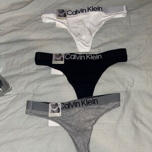 Calvin Klein Trio Thong Set - White, Black, Gray
